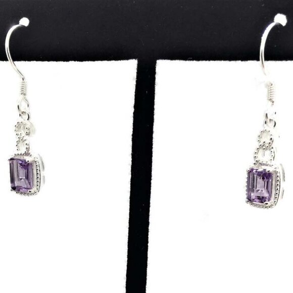 Amethyst, And Sterling Silver Drop Earrings - Picture 1 of 3